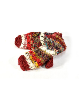 Vlněné rukavice palčáky, patchwork (vlna, bavlna, hedvábí)