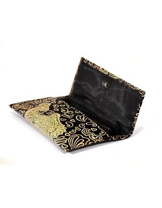 Ručně malovaná kožená peněženka, set 3 ks, Paisley, černá, velká 20x12cm