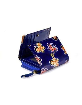 Kožená peněženka, design ,,butterfly", modrá, 12x9cm