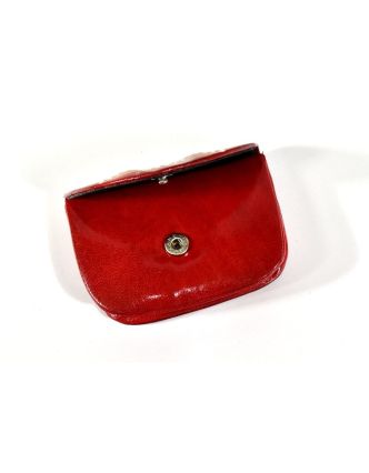 Peněženka na drobné, črvená, ručně malovaná kůže, "cube"