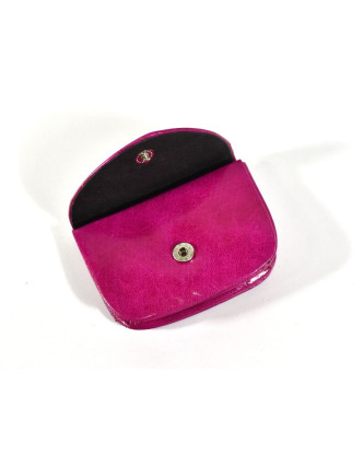 Peněženka na drobné, růžová, ručně malovaná kůže, "cube"
