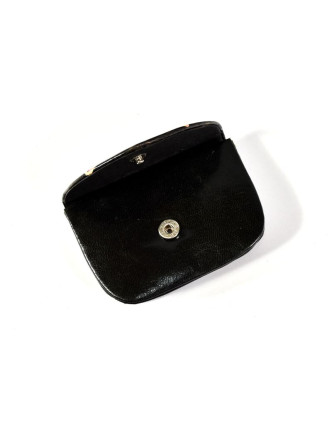 Peněženka na drobné, černá, ručně malovaná kůže, "cube"