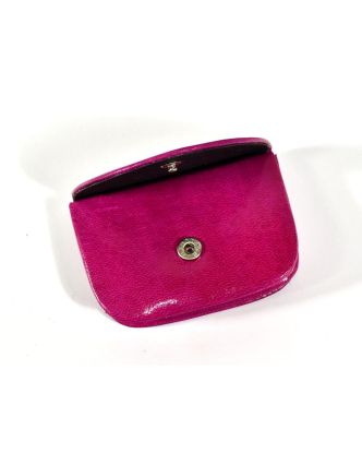 Peněženka na drobné, růžová, ručně malovaná kůže, "cube"