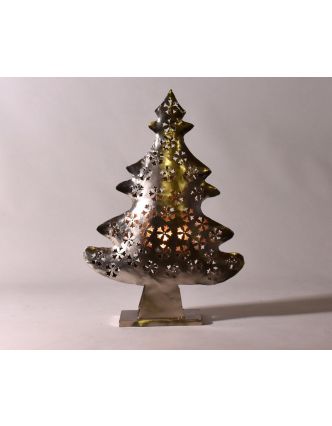 Vánoční stromek, kovový svícen, ruční práce, 54x36x10cm