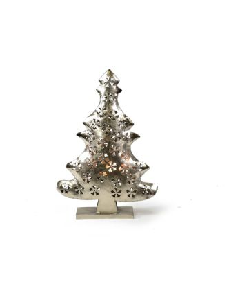 Vánoční stromek, kovový svícen, ruční práce, 46x32x10cm