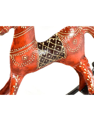 Kovový houpací kůň, oranžový ručně malovaný, 20x21x6,5 cm