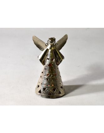 Anděl, závěsný kovový svícen, ruční práce, prořezávané ornamenty, výš.17- 19cm