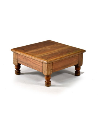 Čajový stolek z teakového dřeva, antik, 32x32x16cm