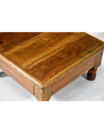 Čajový stolek z teakového dřeva, antik, 32x32x16cm