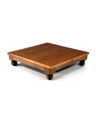 Čajový stolek z teakového dřeva, antik, 61x61x15cm