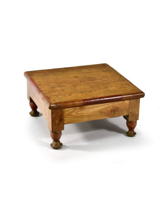 Čajový stolek z teakového dřeva, antik, 39x39x20cm