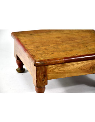Čajový stolek z teakového dřeva, antik, 39x39x20cm