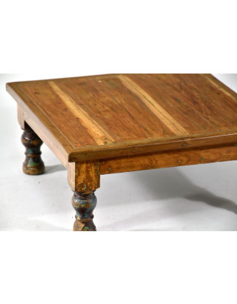 Čajový stolek z teakového dřeva, antik, 40x40x18cm