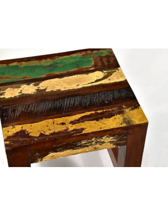Stolička z antik teakového dřeva v "Goa" stylu, 25x24x30cm