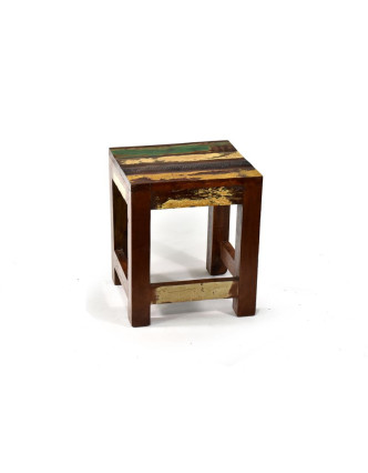 Stolička z antik teakového dřeva v "Goa" stylu, 25x24x30cm