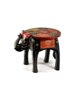 Stolička ve tvaru slona ručně malovaná, 38x28x30cm