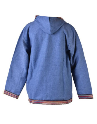 Pánská modrá bunda s kapucí zapínaná na zip