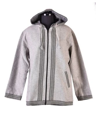 Pánská šedá bunda s kapucí zapínaná na zip