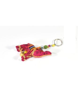 Přívěsek na klíče slon se zvonečkem, rúžový, 9x6cm