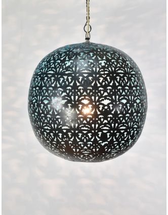 Kovová lampa v arabském stylu, černá, uvnitř tyrkysová, průměr 40, výška 45cm