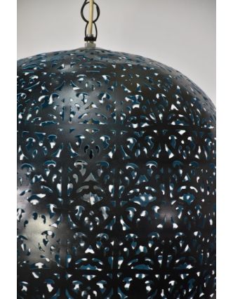 Kovová lampa v arabském stylu, černá, uvnitř tyrkysová, průměr 40, výška 45cm