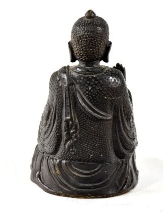 Buddha, mosazná soška, černo zlatá úprava, 15x9cm