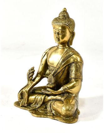 Buddhy medicíny, mosazná soška, zlatá úprava, 20x16cm