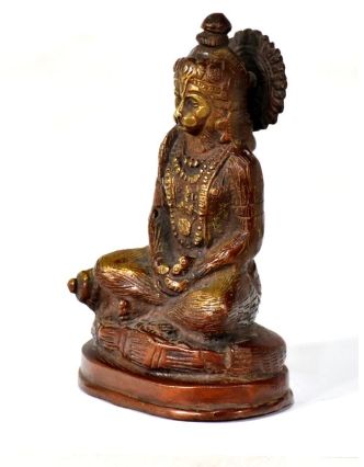 Hanuman, mosazná soška, měděná úprava, 13x9cm