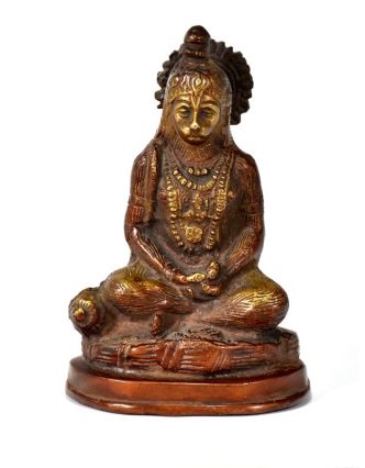 Hanuman, mosazná soška, měděná úprava, 13x9cm