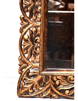Ručně vyřezávaný rám se zrcadlem z mangového dřeva, 91x121x4cm
