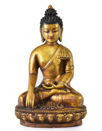 Buddha,Šákyamuni, zlatý, keramická socha, ruční práce, 32cm