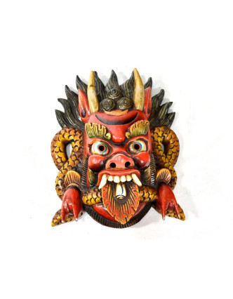 Cheppu, dřevěná maska, ručně malovaná, červená, 34x25cm