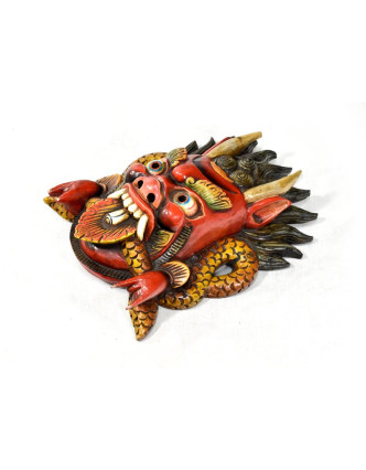 Cheppu, dřevěná maska, ručně malovaná, červená, 34x25cm