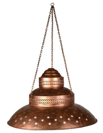 Kovová lampa v orientálním stylu, měděná patina, průměr 60cm