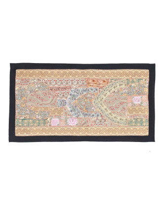 Unikátní patchworková tapiserie z Rajastanu, ruční práce, 80x45 cm