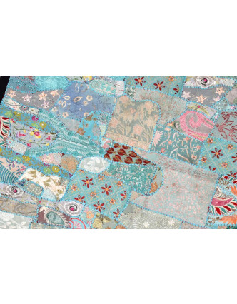 Unikátní patchworková tapiserie z Rajastanu, ruční práce, 105x150 cm