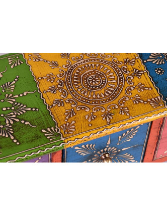 Dřevěná skříňka s 3 šuplíky, ručně malovaná, oranžová, 35x12x12cm
