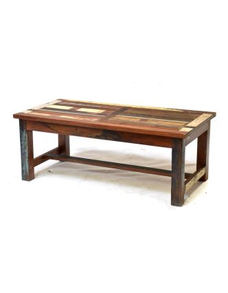 Konferenční stolek v "Goa" stylu, antik teakové dřevo, 120x60x45cm