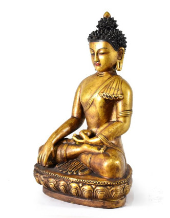 Buddha,Šákyamuni, zlatý, keramická socha, ruční práce, 32cm