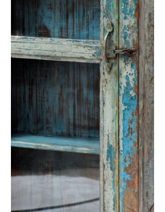 Prosklená skříňka z antik teakového dřeva, 46x15x100cm