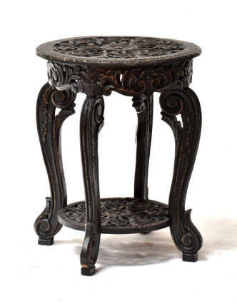 Stolička z mangového dřeva, černá patina, 46x46x60cm