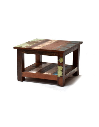 Konferenční stolek z antik teakového dřeva v "Goa" stylu, 60x60x40cm