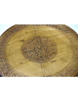Stolička z palisandrového dřeva zdobená mosazným kováním, 45x45x45cm