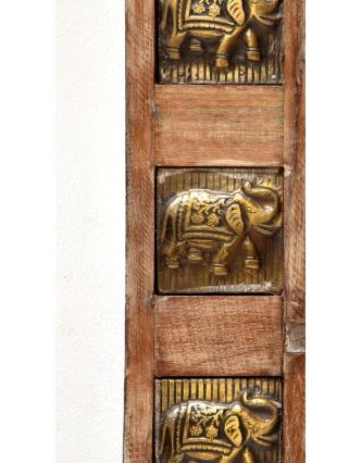 Zrcadlo v rámu zdobeném reliéfy slonů, antik teak, 150x100x5cm