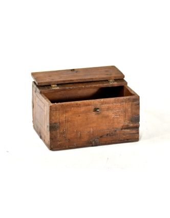 Stará dřevěná truhlička z teakového dřeva, 19x14x10cm