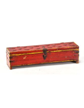 Stará dřevěná truhlička z teakového dřeva, 31x8x8cm