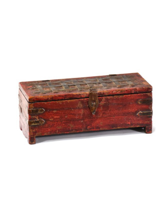 Stará dřevěná truhlička z teakového dřeva, 23x10x9cm