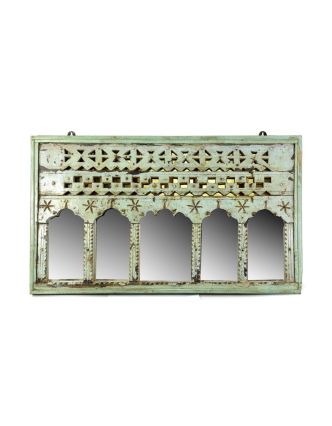 Portál se zrcadlem z teakového dřeva, antik, 89x5x52cm