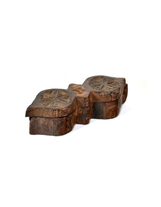 Krabička na Tiku, antik, teakové dřevo, ručně vyřezaná, 20x7x6cm