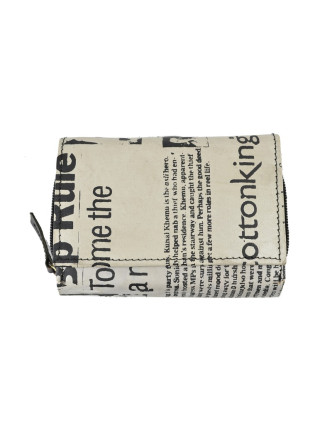 Peněženka, černo-bílá, ručně malovaná kůže, novinový design